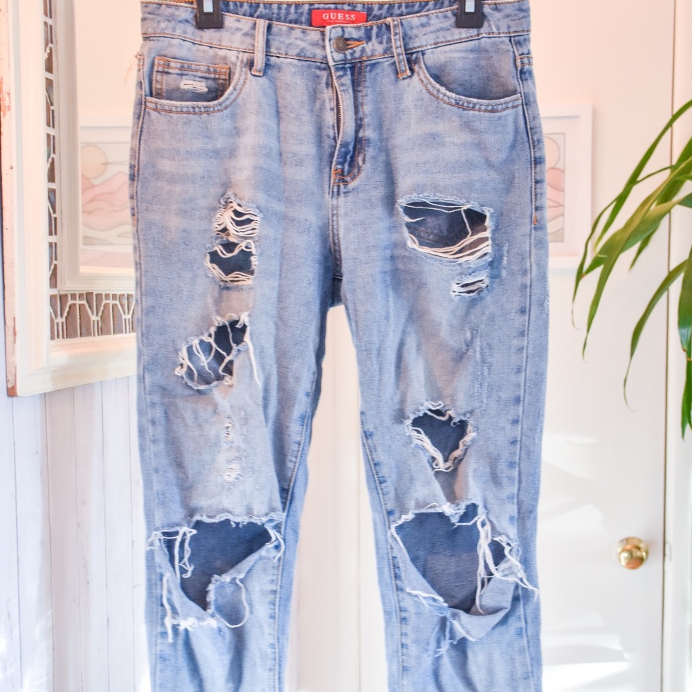 Guess Ripped Denim Boyfriend Jeans